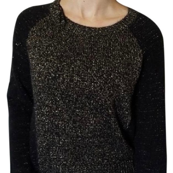H&M Knit Raglan Black & Gold Scoop Neck Sweater - Picture 10 of 12